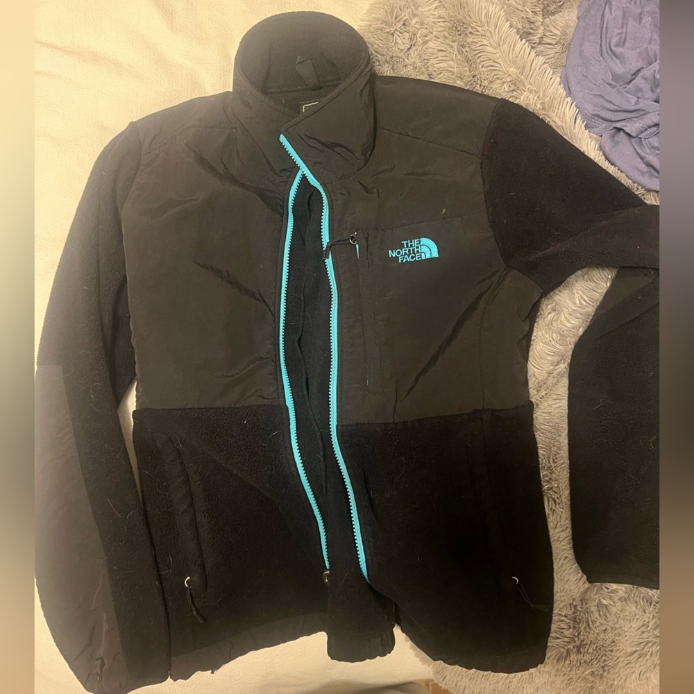 The North Face Black Jacket with Teal Zipper